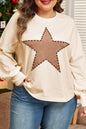 Plus Size Star Long Sleeve Crewneck T-Shirt