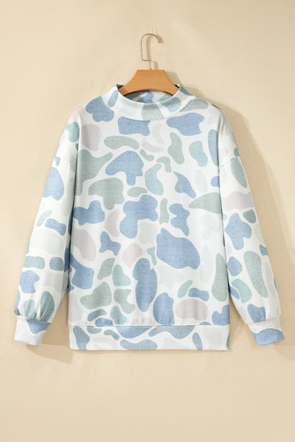 Camo Long Sleeve Mock Neck Sweatshirt