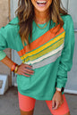 Colorblock Stripe Pullover Sweatshirt