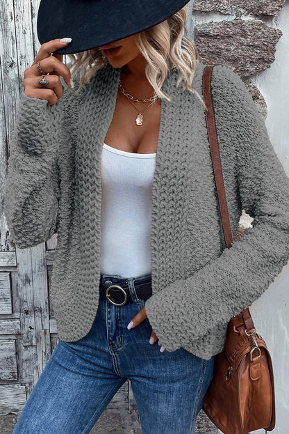 Popcorn Open Front Cardigan