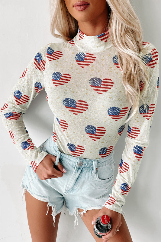 Americana Mesh Long Sleeve Bodysuit