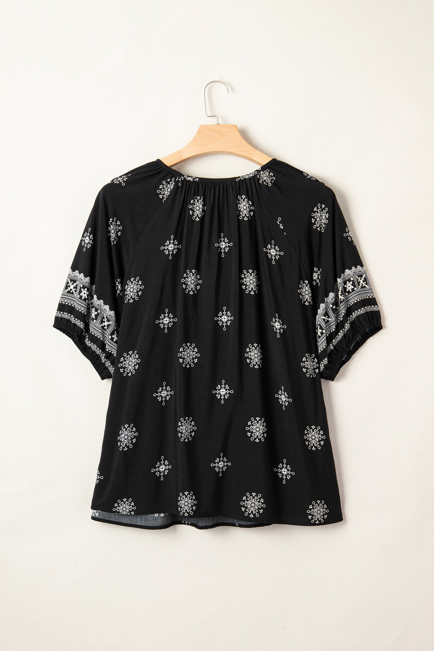 Plus Size Boho Floral Boho Notch V-Neck Top