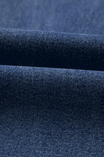 Denim Raw Hem Straight Leg Jeans