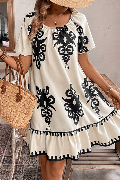 Western Ruffle Sleeve Mini Dress