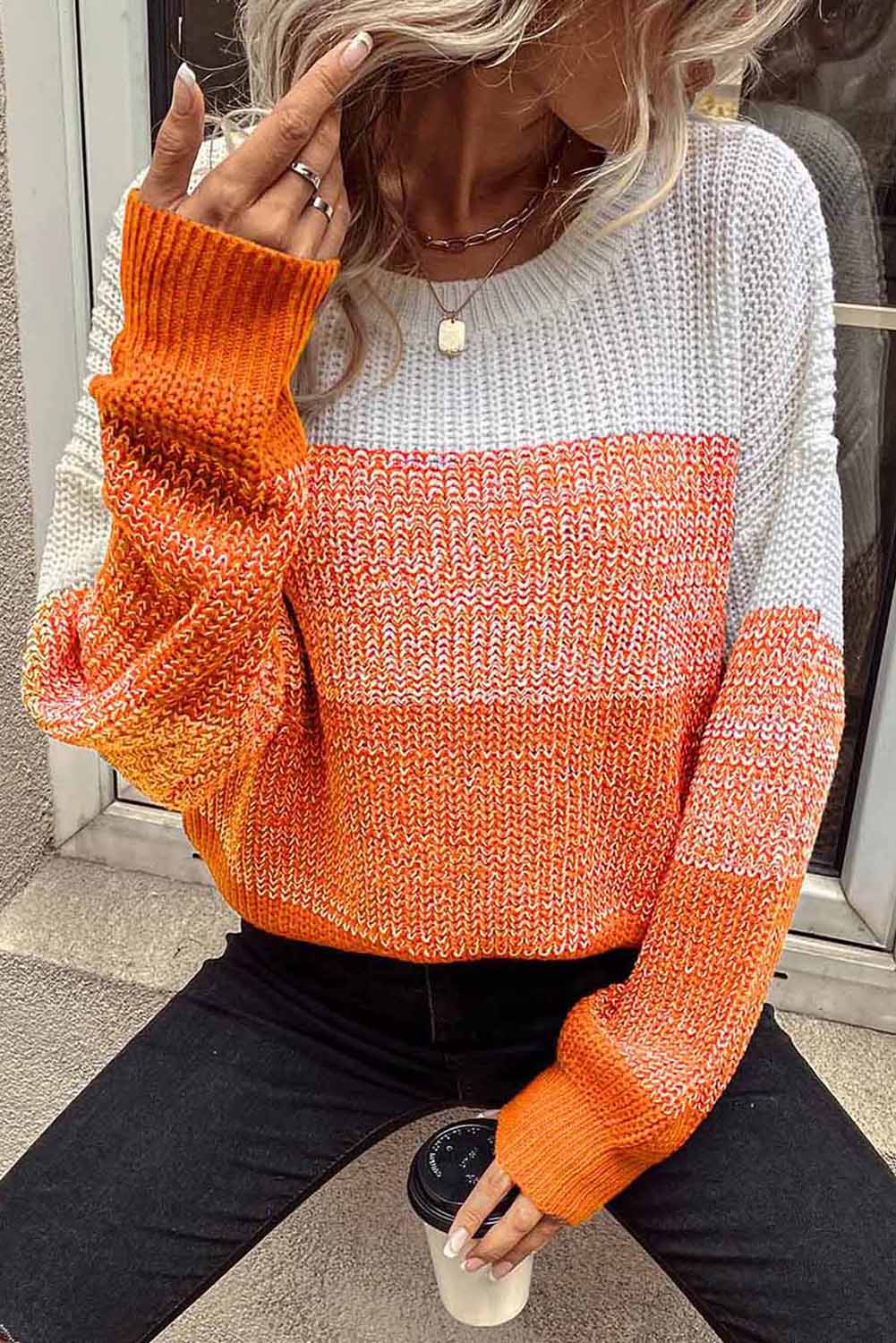 Colorblock Drop Shoulder Sweater