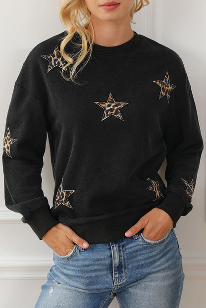 Leopard Star Patched Sweatshirt