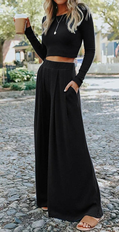 Ribbed Top and Long Pants Set