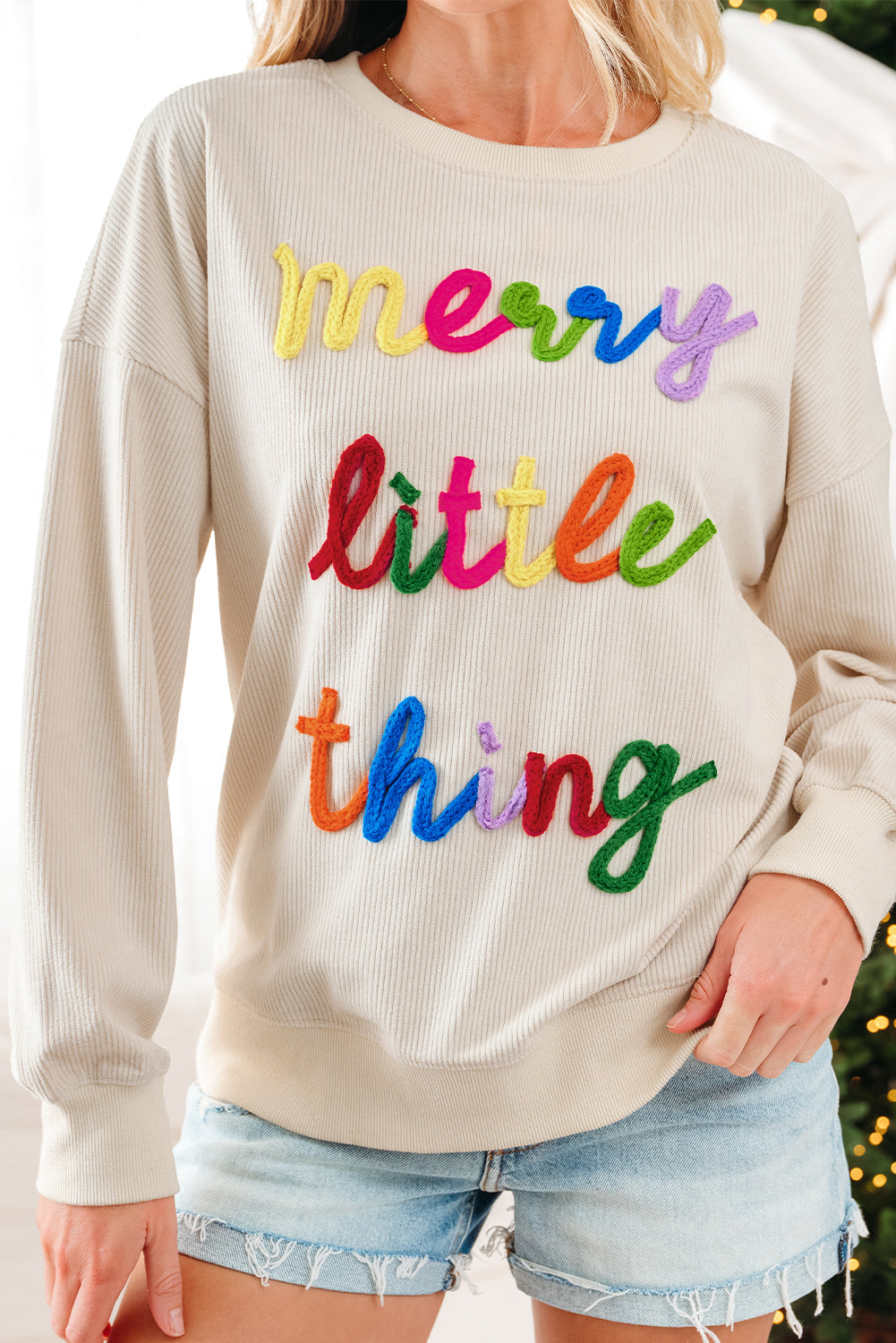 Merry Little Thing Textured Long Sleeve Sweatshirt