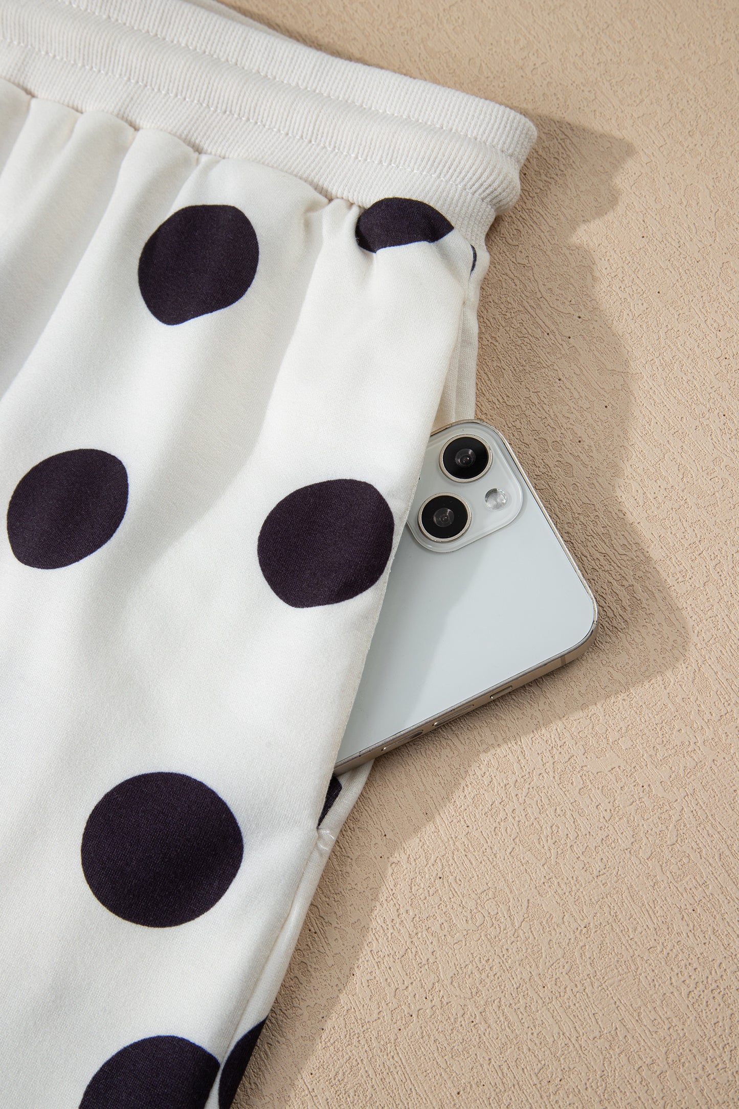 Polka Dot Pullover and Drawstring Shorts Set