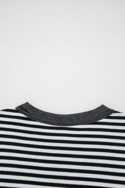 Stripe Thermal Knit Drop Shoulder Top