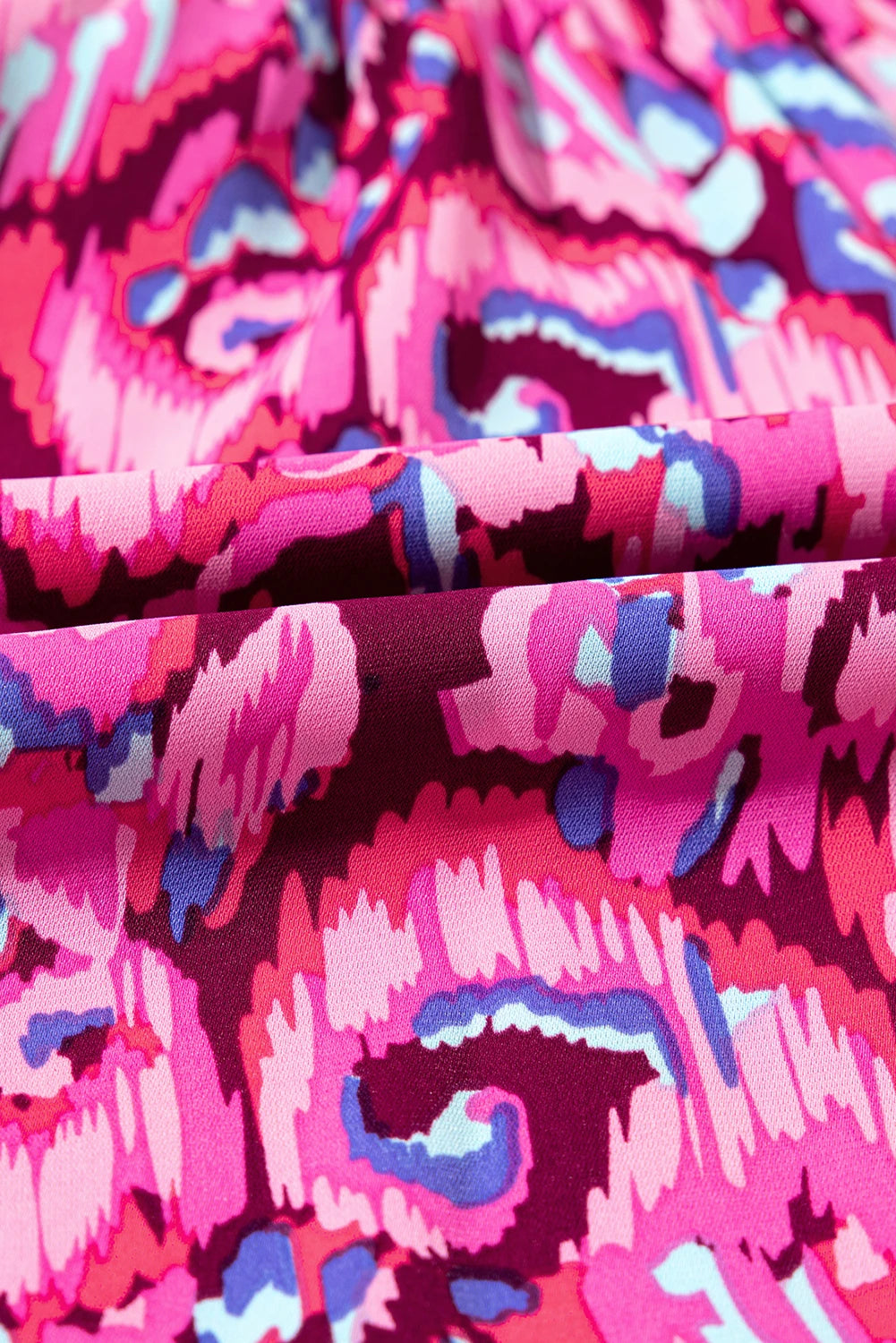 Abstract Puff Sleeve V-Neck High Waist Romper