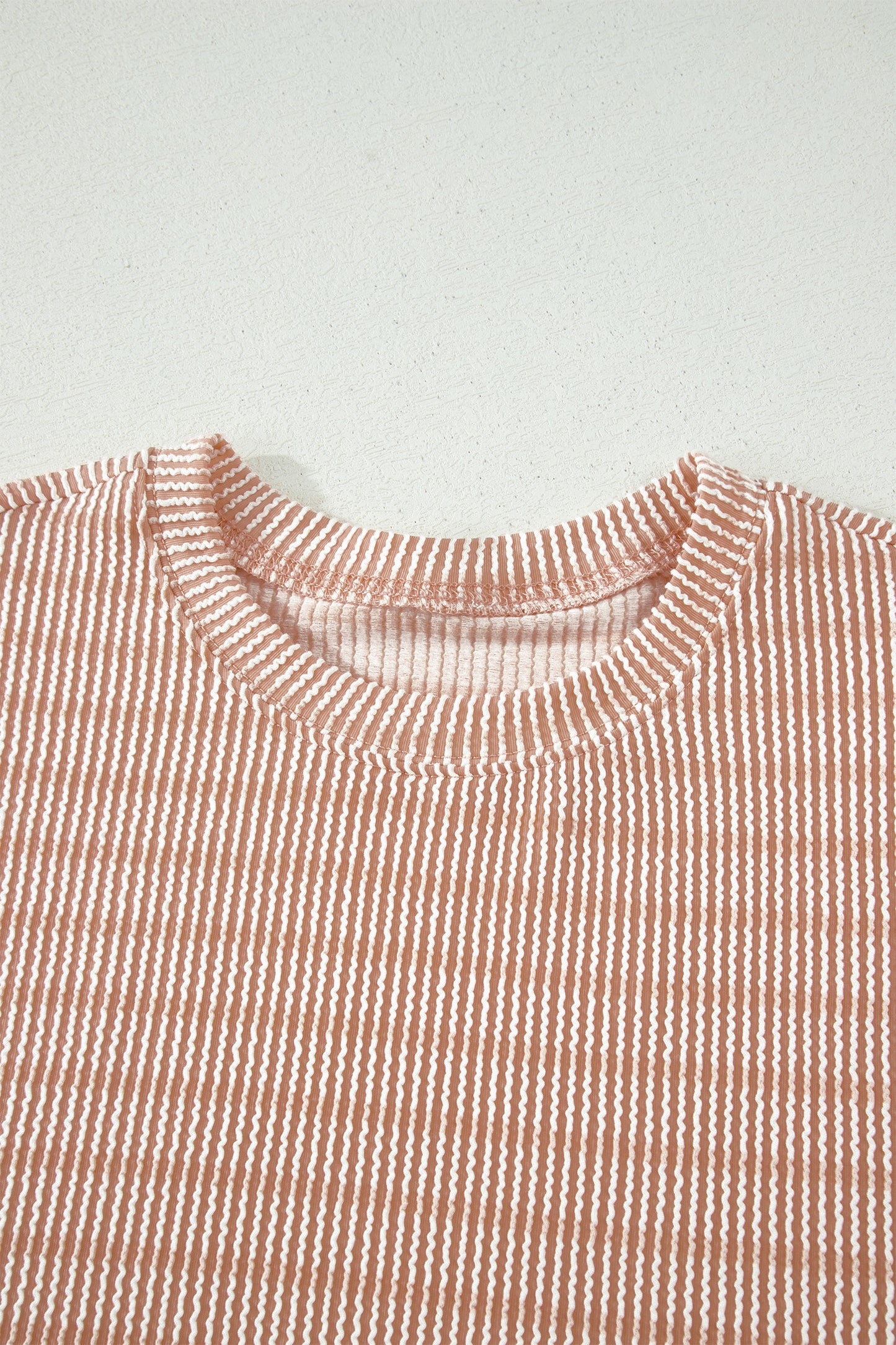 Stripe Corded Knit Tee & Drawstring Short Set