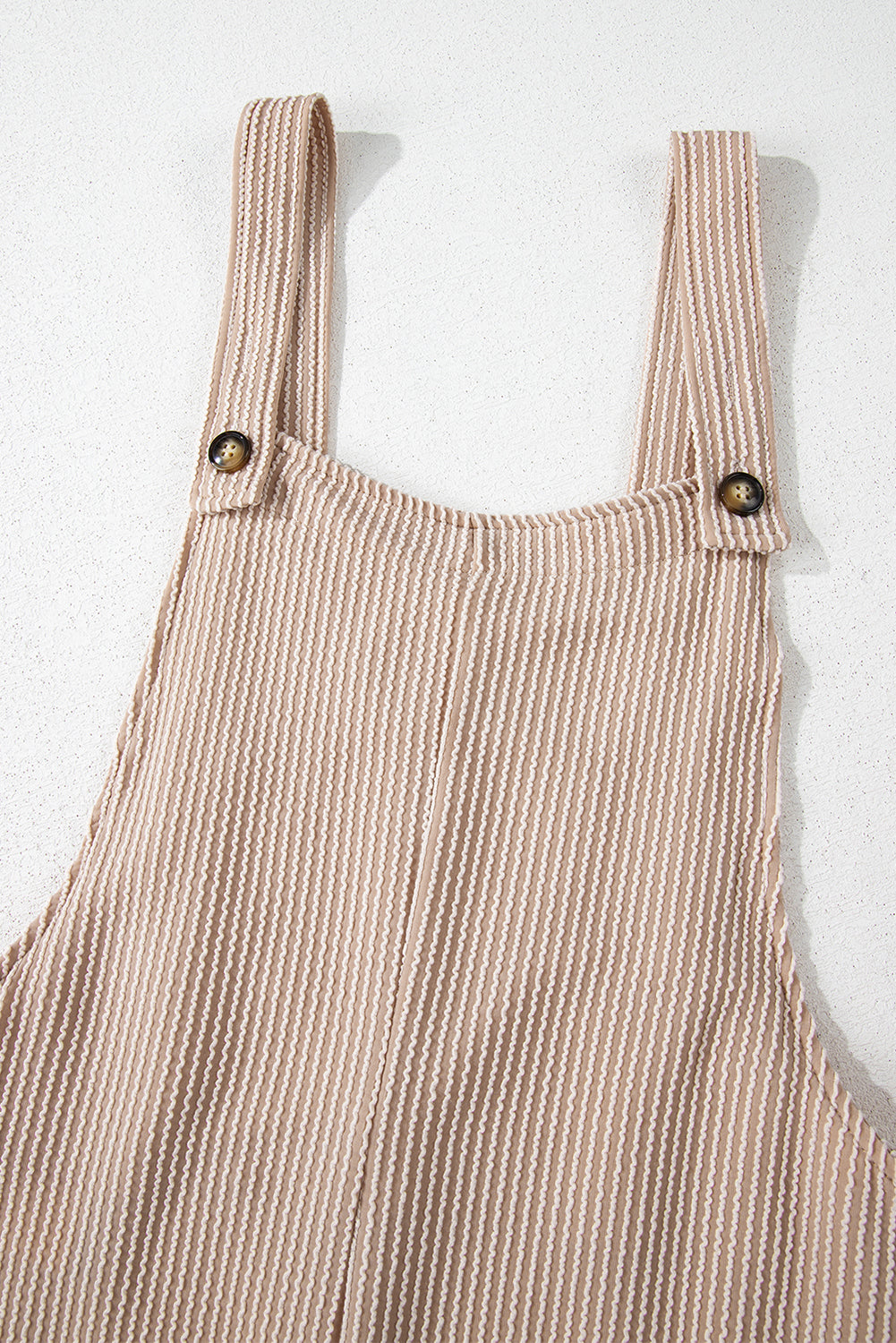 Ribbed Knit Patch Pocket Wide Leg Overalls