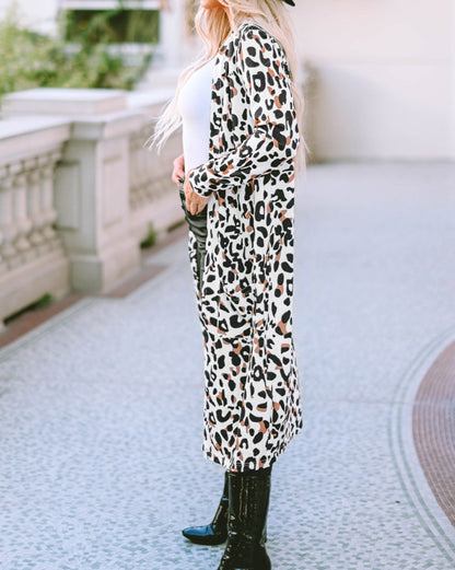 Leopard Pocketed Duster Cardigan