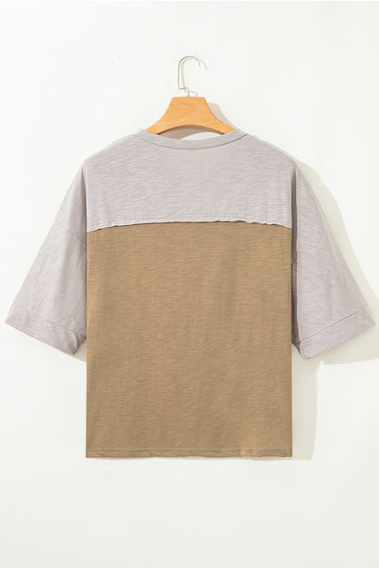 Flower Patch Exposed Seam 3/4 Sleeve T-Shirt