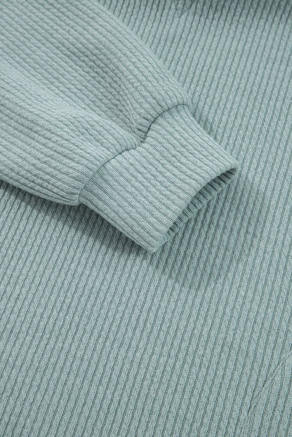 Solid Ribbed Drop Shoulder Hoodie