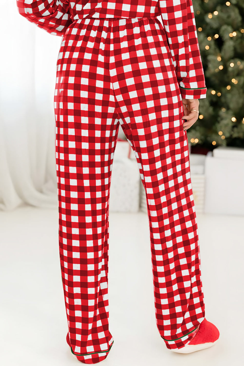 Plaid Shirt and Pants Pajama Set