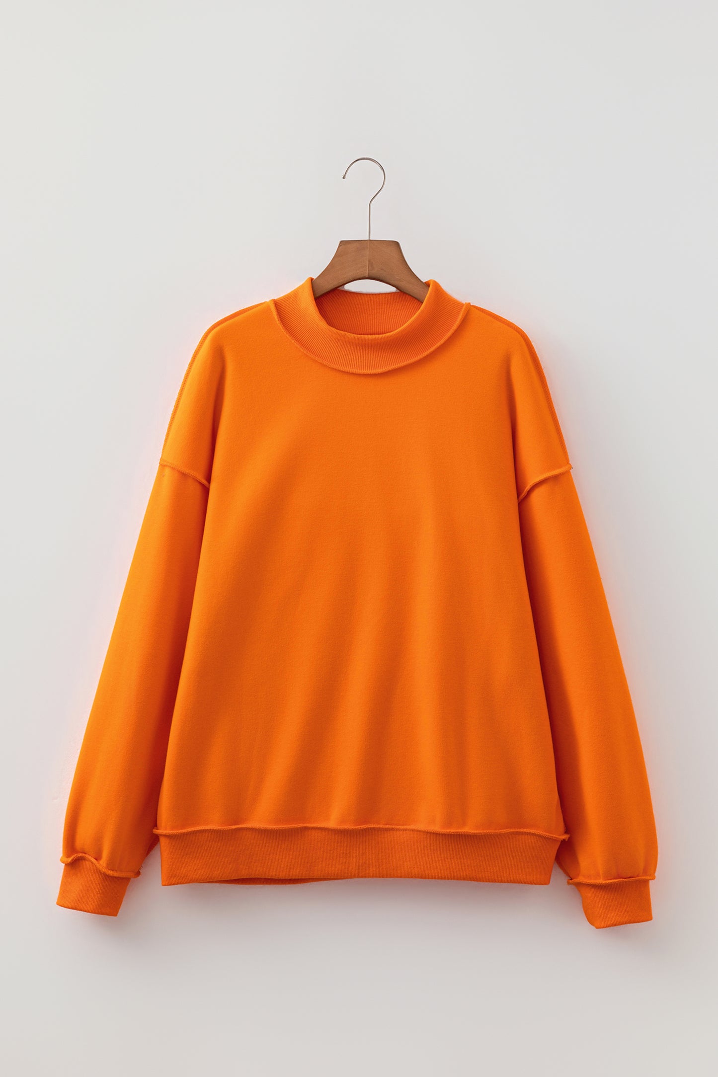 Solid Reversible Mock Neck Oversized Sweatshirt