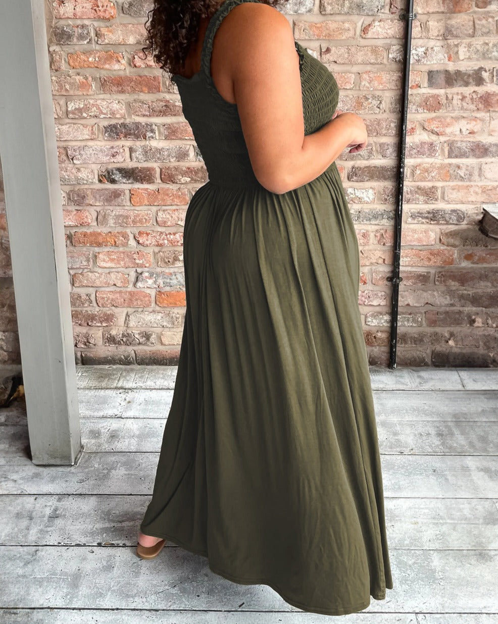 Smocked Sleeveless Maxi Dress Plus Size