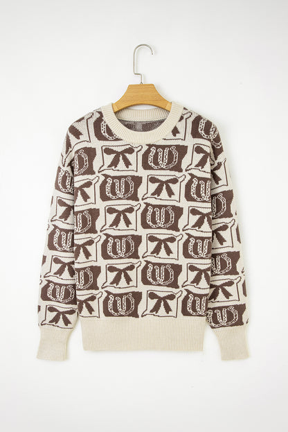 Western Bows & Horseshoes Long Sleeve Sweater