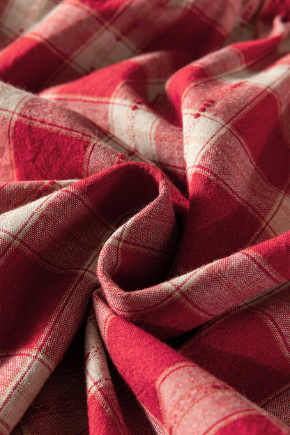 Plaid Smocked Puff Sleeve Mini Dress