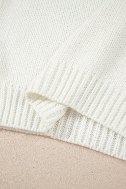 Western Bow Tie Boots Embroidered Drop Shoulder Sweater