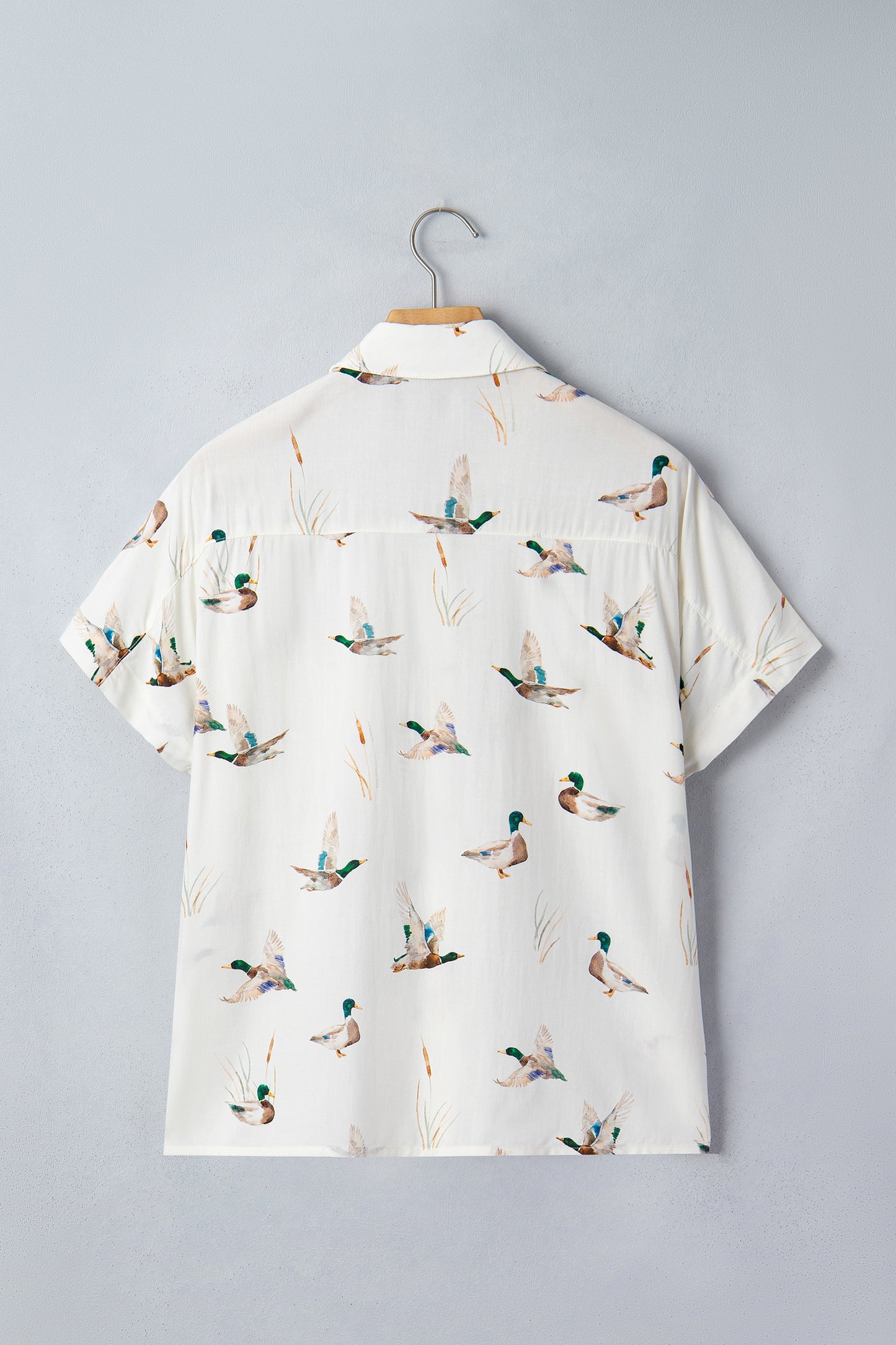 Mallard Button Flap Pocket Collared Blouse