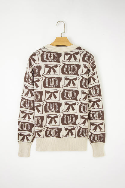 Western Bows & Horseshoes Long Sleeve Sweater