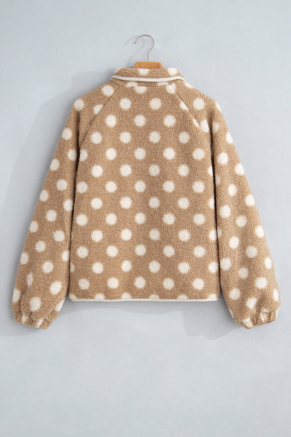 Polka Dot Fleece Zipped Pocket Button Up Jacket