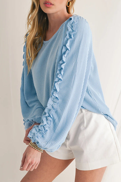 Corded Frilled Puff Sleeve Blouse