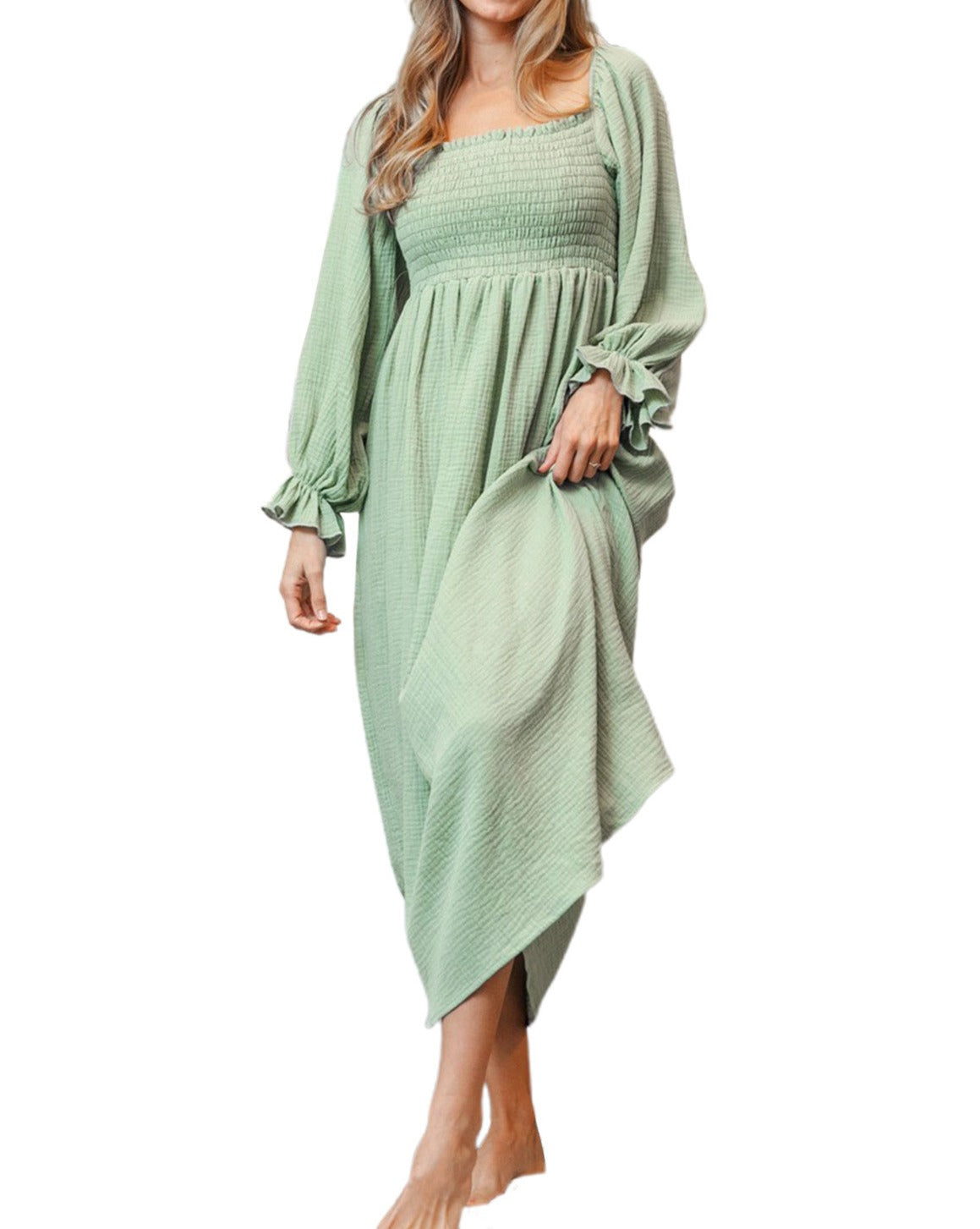 Gauze Smocked Waist Maxi Dress