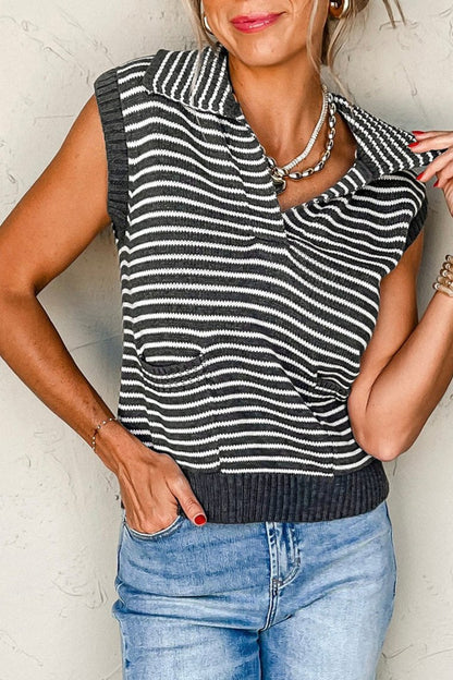 Stripe V-Neck Sweater Vest