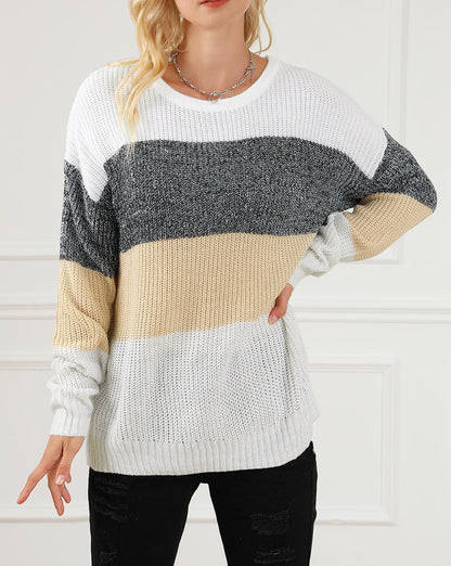 Colorblock Stripe Drop Shoulder Sweater