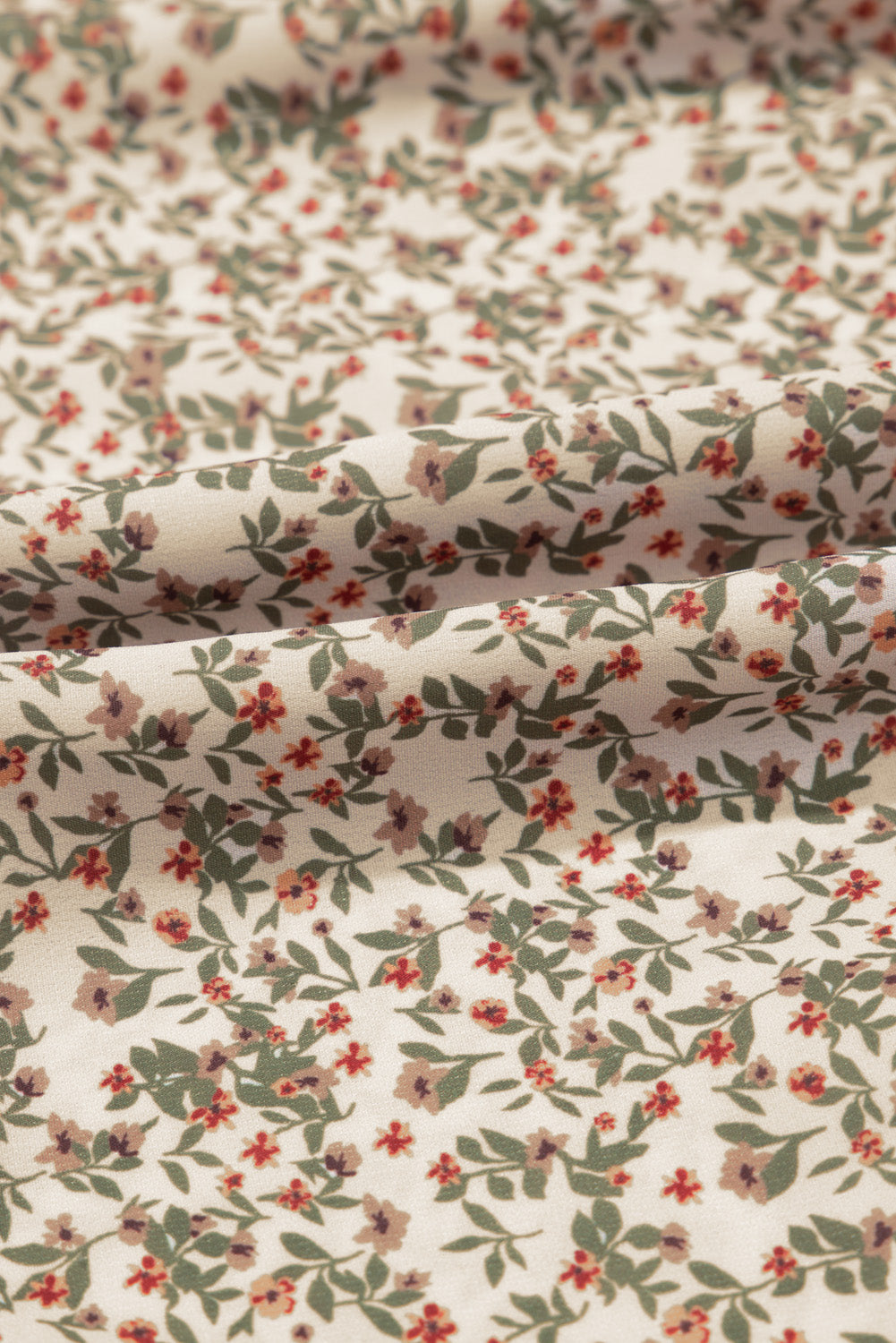 Floral Puff Sleeve Smocked V-Neck Top