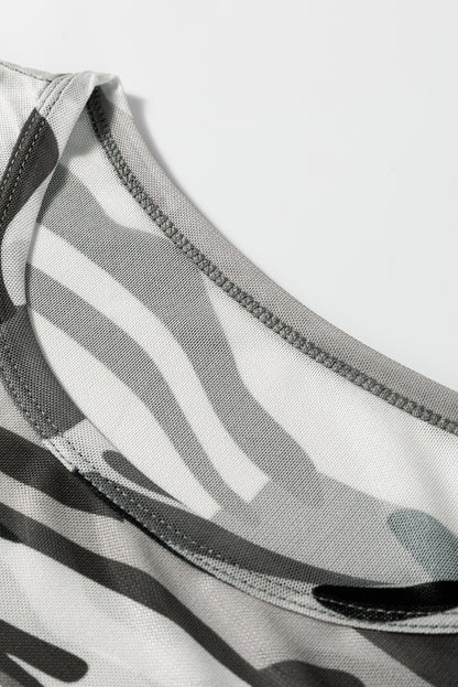 Western Camo Mesh Long Sleeve Top