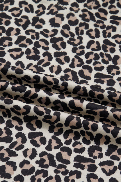 Leopard Stripe Patchwork Zip Collar Mini Dress