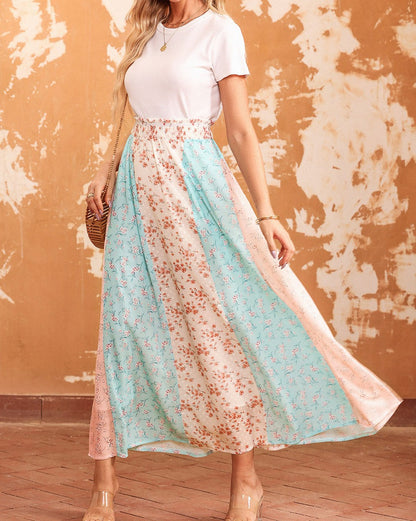 Floral Patchwork Maxi Skirt