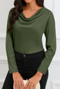 Drape Neckline Long Sleeve Blouse