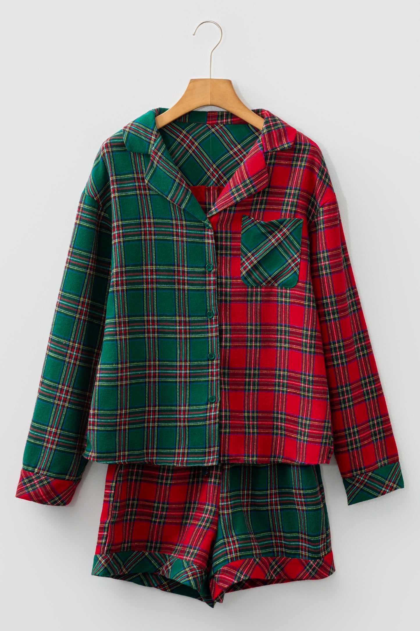 Christmas Plaid Patchwork Pajama Set