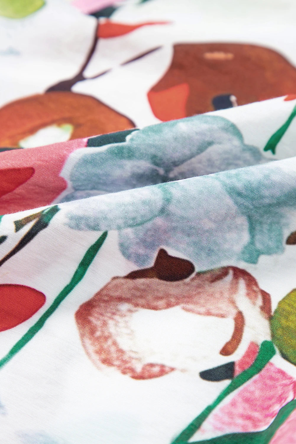 Floral Slit V-Neck Short Sleeve Blouse