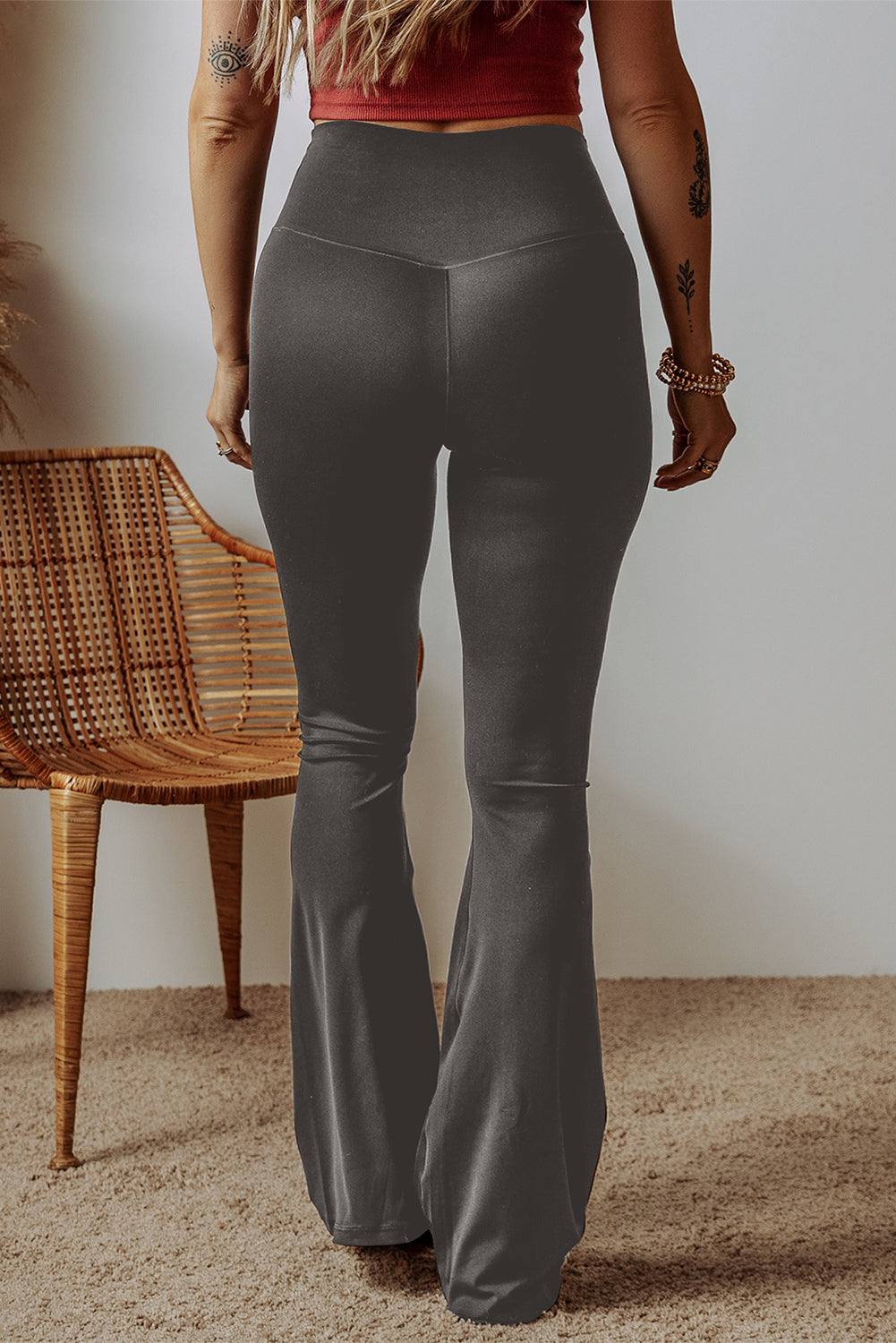 Dipped High Waist Flare Leggings