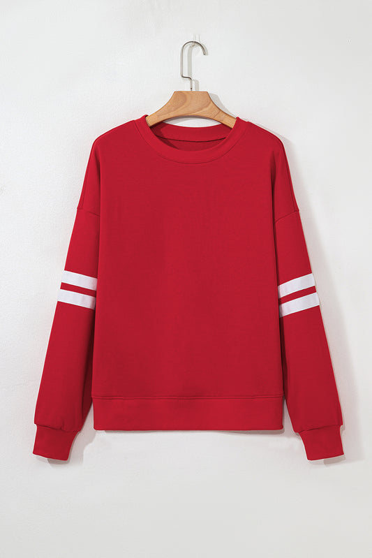 Varsity Stripe Detail Drop Shoulder Oversized Sweatshirt