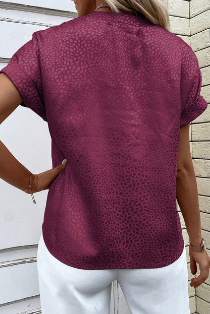 Leopard Short Sleeve V-Neck Blouse