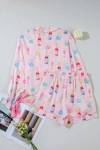 Valentine Wine Glass Bow Tie Pajama Set