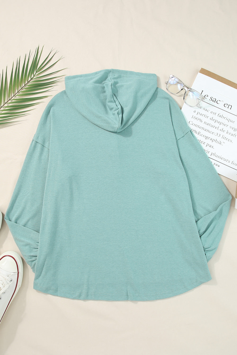 Half Buttoned High Low Hoodie