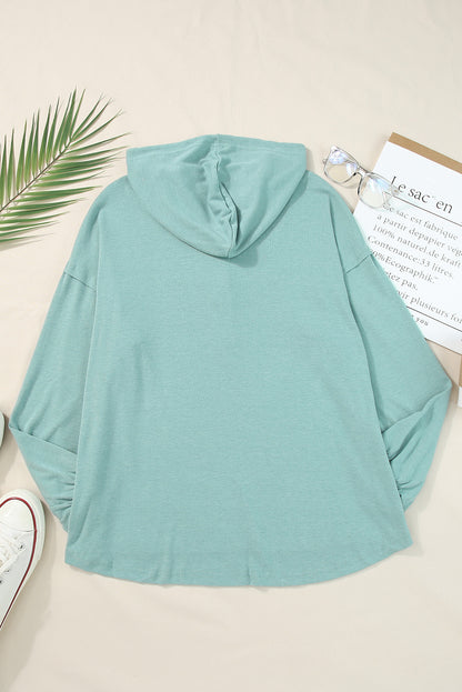 Half Buttoned High Low Hoodie