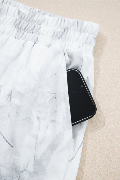 Camo Abstract Top and Elastic Waist Short Set