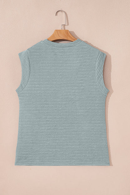 Solid Textured Crew Neck Tank Top