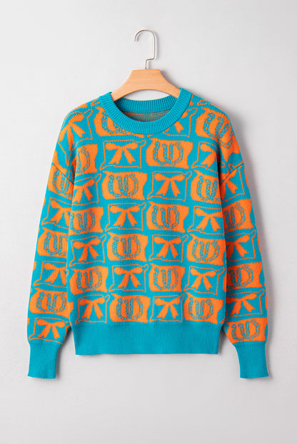 Western Bows & Horseshoes Long Sleeve Sweater