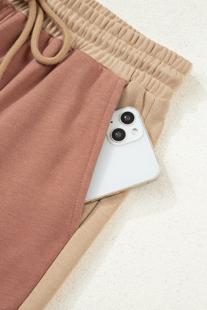 Colorblock Long Sleeve Top and  Drawstring Pant Set